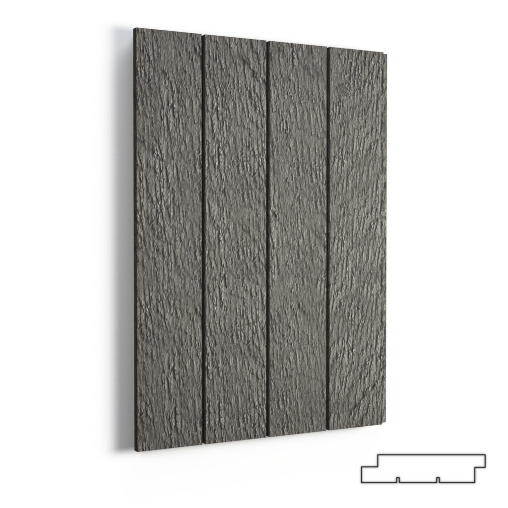 VERTIKALIOS (5mm tarpas)*, 18x95/120mm, šiurkštus pav., spalva RAL 7016