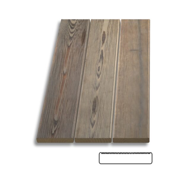 Maumedžio RIFLIUOTA TERASA, 27x145mm, AB kat., dengta geležies sulfatu